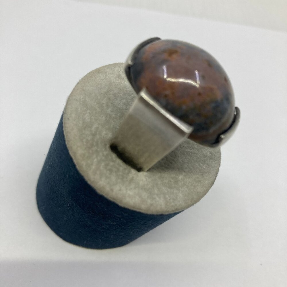 vtg OPUS modernist minimalist 925 sterling silver agate ring